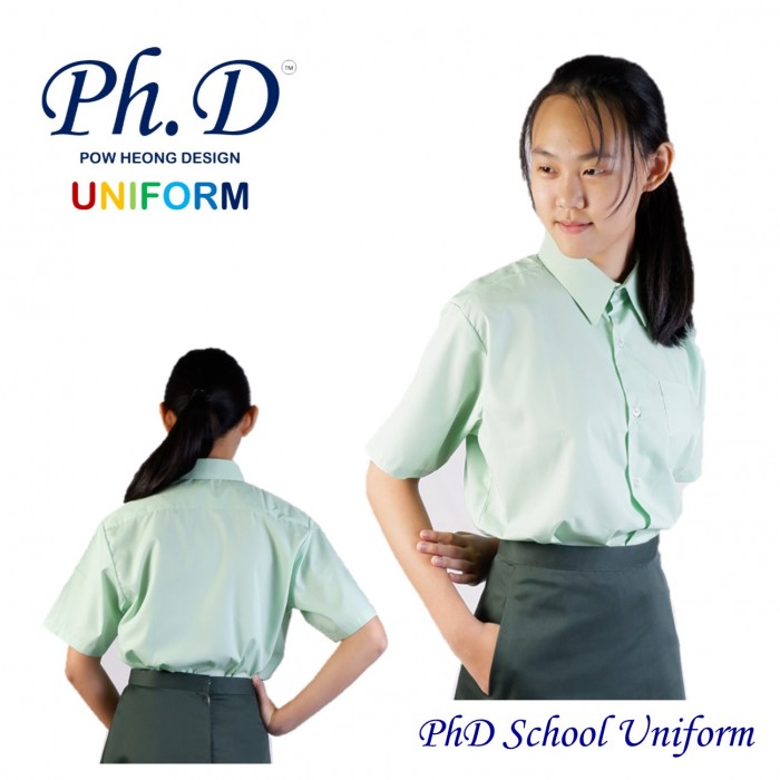 PhD Short Sleeves Light Green Shirt School Uniform Baju Seragam Sekolah Malaysia Lengan Pendek