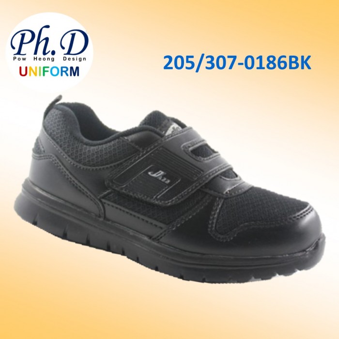 Pallas Black Primary School Shoe Single Velcro Strap ...